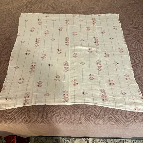 Aden + Anais Set 2 Cotton Muslin White Pink Purple Birds Swaddler Baby Blankets - Picture 2 of 7